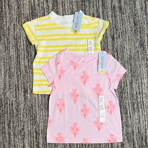 Cat & Jack Yellow Striped and Pink Graphic Kids Tops Set Size XS (4/5)